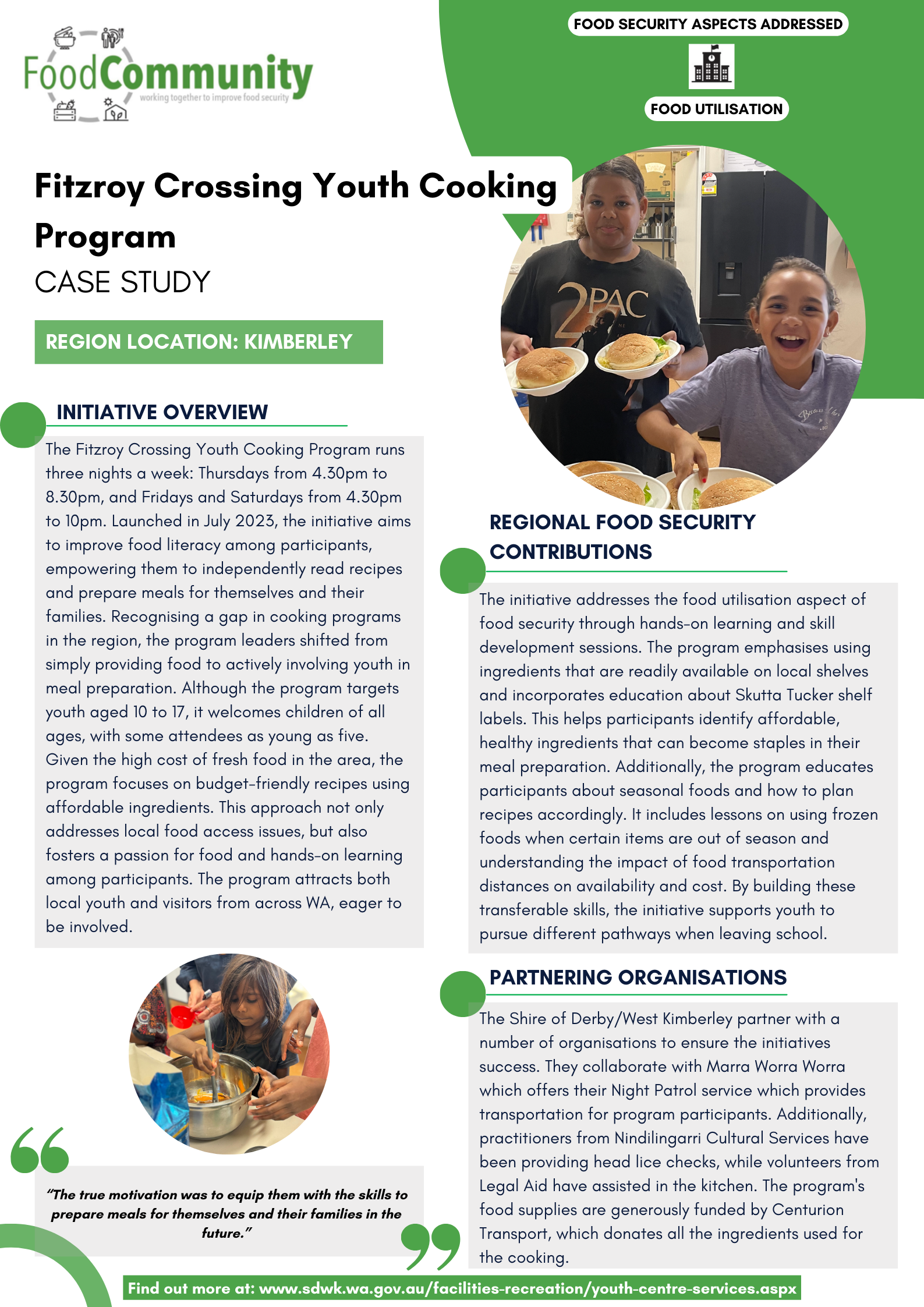 Fitzroy Crossing Youth Cooking program 